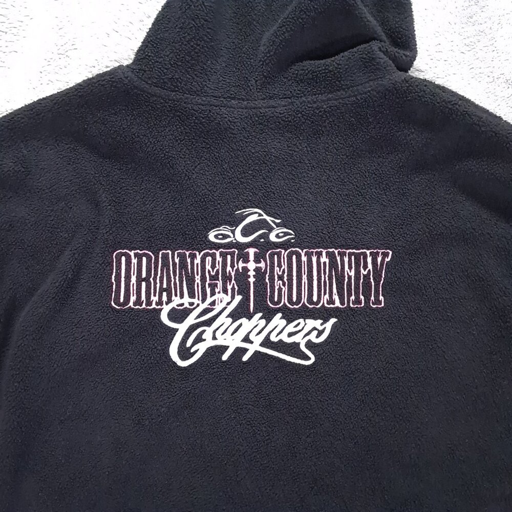 Orange County Choppers Hoodie Women Size L Fleece Full ZIp Black Pink - Picture 4 of 10